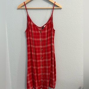 Divided Plaid Midi Dress